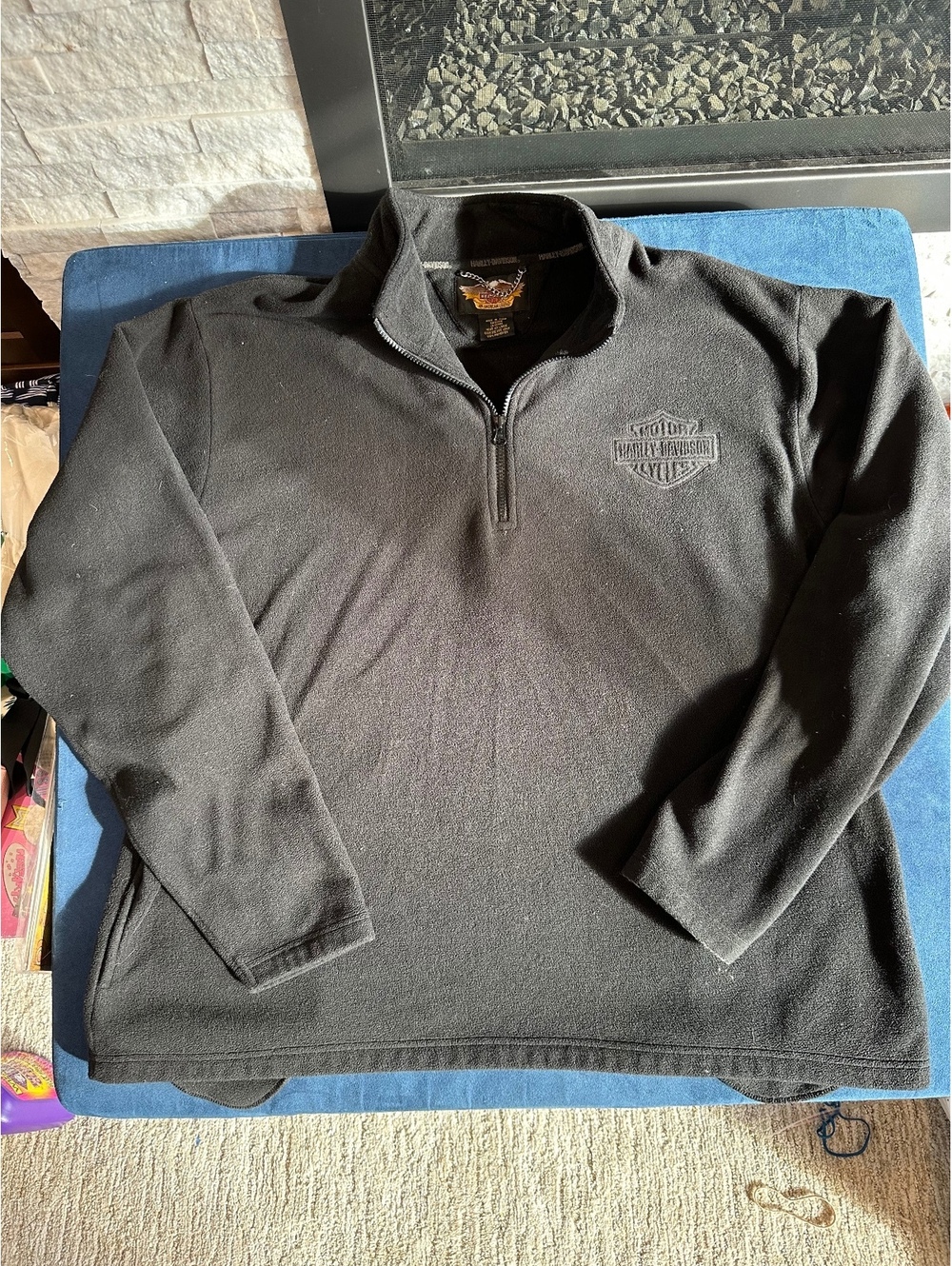 Harley-Davidson Men's Black Fleece Pullover 1/4 Zip Sweatshirt XXL